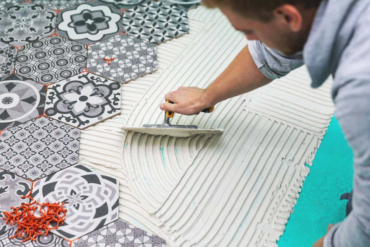 Carreaux hexagonaux revêtement sol décoration